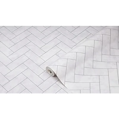 Afbeelding van d c fix Wandbekleding Ceramics wandbehang tegelbehang tegelspiegel behang design renovatie upcycling muur keuken badkamer slaapkamer woonkamer wasruimte metallic chevron 67,5 cm x 4 m