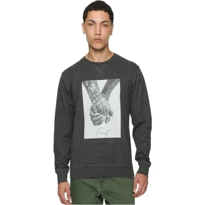 Afbeelding van Mister Tee Heren sweatshirt Trust 2.0 Crewneck Charcoal S, antraciet, S