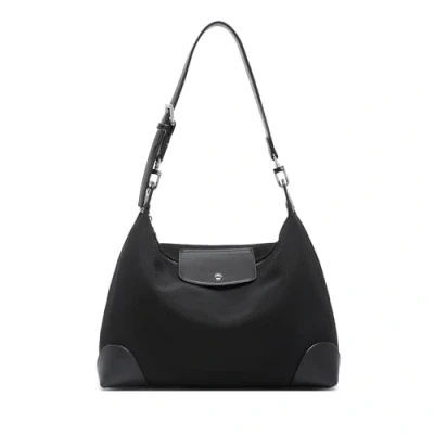 Afbeelding van Miss Lulu Lichtgewicht Hobo Tas Multifunctionele Schoudertas met Witte Hardware en Afneembare Schouderriem (Zwart)