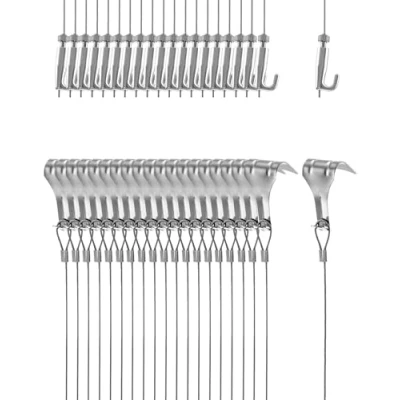 Afbeelding van QWORK® Hangdraadset voor foto&#039;s, 2 m xΦ1,5 mm, roestvrij staal met draad, verstelbare haak en rail, vormhaak, kan tot 40 kg dragen (20 stuks)