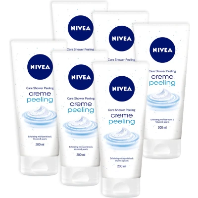 Afbeelding van NIVEA Crème Peeling Douchescrub Met heilzame vitamine E Bevat fijne microscrubs Voordeelverpakking 6 x 200 ml