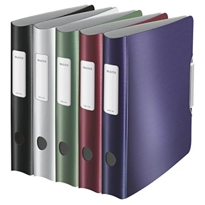 Afbeelding van Leitz Hendelboogvijl, assortiment, A4, gebogen rug 6,5 cm breedte, elastische sluiting, licht polyfoam, stijlbereik, 11090099 (Pack van 5)