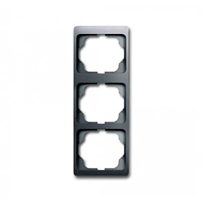 Afbeelding van Abb busch jaeger alpha afdekraam voor inbouwschakelaar 3 voudig vertikaal platina geschikt wandgootinstallaties met 80mm afdekking 2cka001754a437