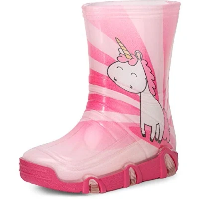 Afbeelding van Ladeheid Kinder Regenlaarzen Rubberen Anti Slip Zool PVC LA ZT Szuwarek2020BW Rosa Einhorn 30 35/36
