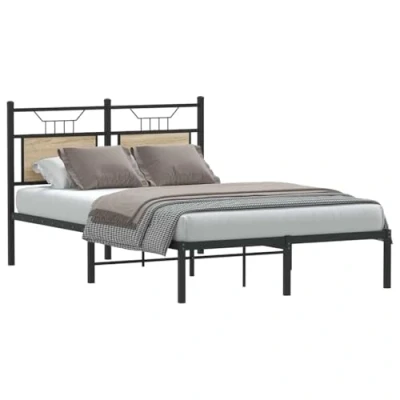 Afbeelding van Bedframe Led Massief Hout Wit 140X190 cm 120 x 200 / Sonoma eiken