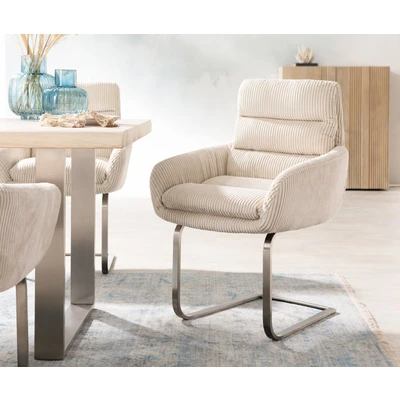 Afbeelding van sledemodel Abelia Flex met armleuning vlak roestvrij staal cord beige