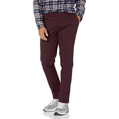Afbeelding van Amazon Essentials Skinny fit Broken in Chino Broek voor heren,Bourgondy,33W / 34L