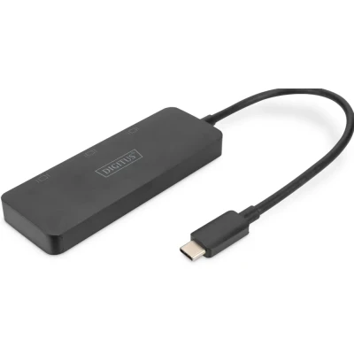 Afbeelding van DIGITUS 3 poorts USB C grafische adapter naar 3x HDMI 4k60Hz Multi Stream Transport (MST) Video Hub zwart