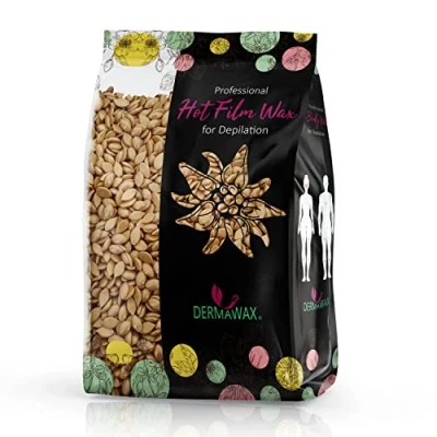 Afbeelding van Dermawax waxparels, professionele ontharing, gezicht, benen, armen, oksels, gebruik met houten spatel, zonder waxstrips, groot oppervlak (1 kg)