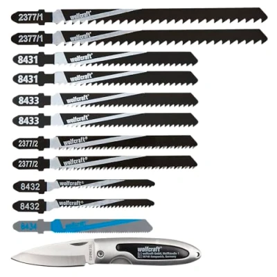 Afbeelding van Wolfcraft 2377000 Set decoupeerzaagbladen + zakmes 1 stuk(s)