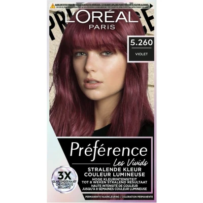Afbeelding van 1+1 gratis: L&#039;Oréal Preference Vivids Permanente Haarkleuring 5.260 Violet