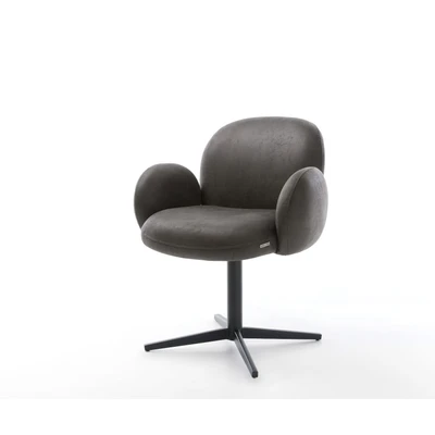 Afbeelding van DELIFE Draaistoel Nube Flex met armleuning microvelours antraciet vintage kruispoot zwart 360 draaibaar pocketveer kern