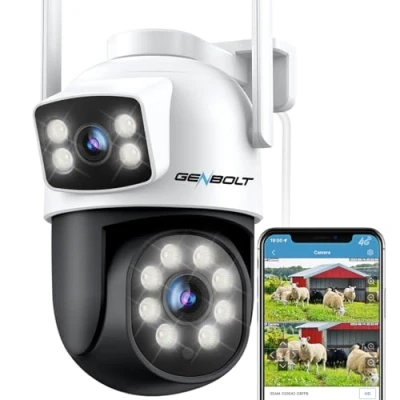 Afbeelding van GENBOLT 3G/4G LTE Beveiligingscamera Buiten Geen WiFi, Dual Lens Cellular CCTV Camera met Sim kaart, PoE Bewakingscamera IP Humanoïde Tracking, Nachtzicht in Kleur