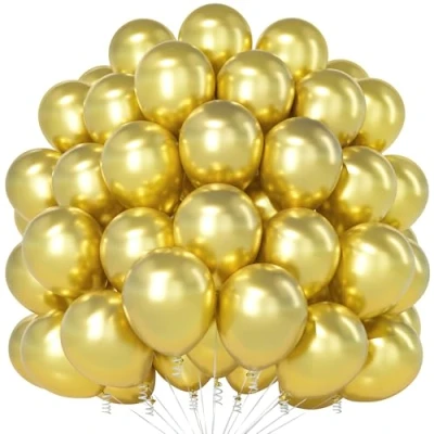 Afbeelding van Teselife Metallic Gouden Ballonnen, 100 Stuks 12 Inch Chroom Latex Feest Ballonnen Voor Mannen Vrouwen Verjaardag Babyshower Jubileum Afstuderen Kerst Verlovings Decoraties
