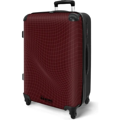 Afbeelding van NoBoringSuitcases.com® Koffer groot Rolkoffer lichtgewicht Rood met abstracte golvende lijnen Reiskoffer 4 wielen Grote trolley XL 20 kg bagage