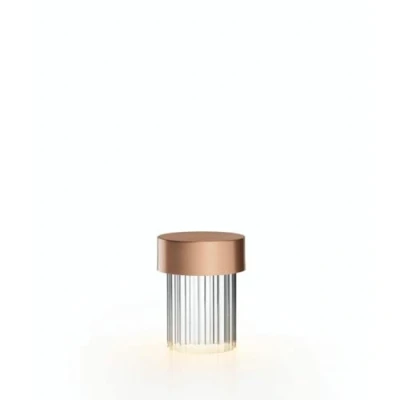 Afbeelding van FLOS LED oplaadbare tafellamp Last Order, geribbeld, koper, IP20