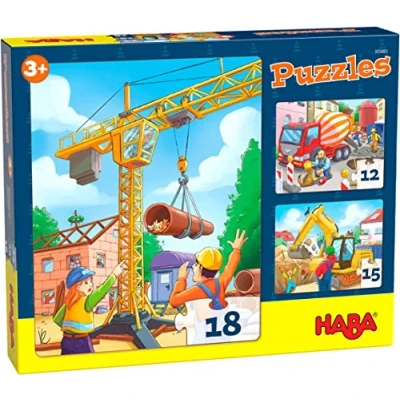 Afbeelding van HABA Baustellenfahrzeuge Puzzel voor kinderen, Maat: One Size, Multi coloured