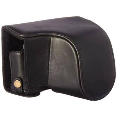 Afbeelding van MegaGear MG1300 Ever Ready Leren Camera Case met Draagriem en Batterijtoegang, voor Panasonic Lumix Dmc Gx85, Gx80 12 32mm Lens, Zwart