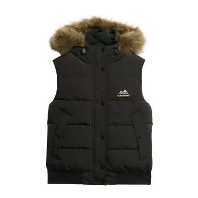 Afbeelding van Superdry Vrouwen Everest Bodywarmer van Imitatiebont Zwart Grootte: 44