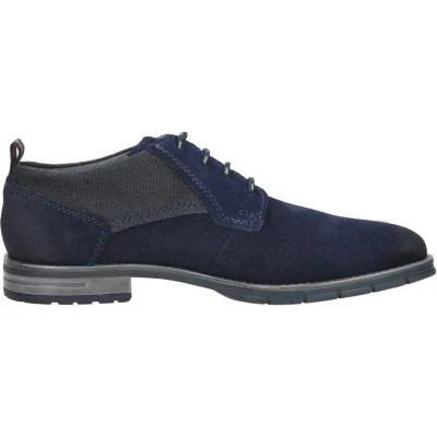 Afbeelding van bugatti Benito Comfort Veterschoenen, Heren, Maat: 41, Blauw Leer en textiel