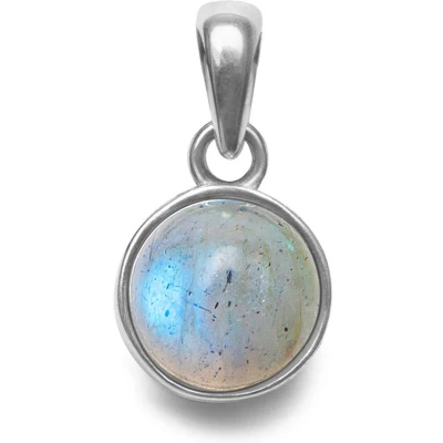 Afbeelding van Zentana Maansteen Ketting Hanger Rond Geslepen 925 Sterling Zilverkleurig
