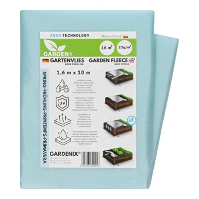 Afbeelding van GARDENIX tuinvlies van 16 m² met zeer hoge waterdoorlatendheid, voor het afdekken groentebedden, UV stabilisatie (1,6 m x 10 m)