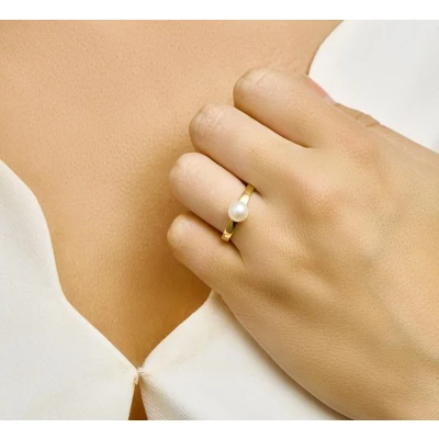 Afbeelding van Geelgouden Ring parel 4015018 17.00 mm (53)