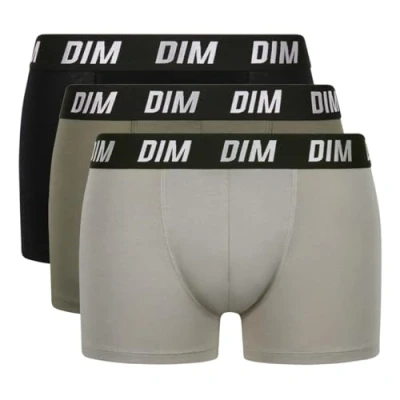 Afbeelding van DIM Boxer 3 PACK Boxershort, Heren, Maat: 4, Noir/vert olive/taupe