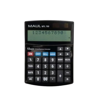 Afbeelding van MAUL Bureaurekenmachine MTL 700 LCD Anzeige 2 regelig, 12 cijfers Solar Batterij 15.5 x 11.5 2.5 cm zwart