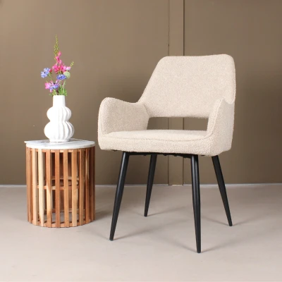 Afbeelding van DS4U Lenon eetkamerstoel bouclé 2.0 beige Boucle