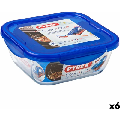 Afbeelding van Hermetische Lunchtrommel Pyrex Cook &amp; go 21 x 9 cm Blauw 1,9 L Glas (6 Stuks)