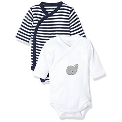 Afbeelding van Schnizler Romper Walvis Lange Mouw Navy/wit 2 Stuks Mt 50