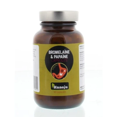 Afbeelding van Hanoju Bromelaine &amp; Papaine capsules, 90 Veg. capsules
