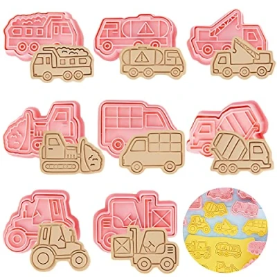 Afbeelding van 8 stuks uitsteekvormen, koekjessnijders voor kinderen, koekjes, plastic koekjessnijder, kinderen 3D fondant herbruikbare vorm uitsteekvormpjes, koekjesvorm