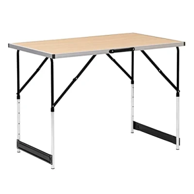 Afbeelding van WOLTU CPT8121hei,1 Picknicktafel campingtafel inklapbaar en Hoogte verstelbaar,Balkontafel in aluminium MDF,Lichteiken