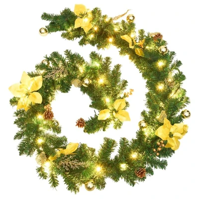 Afbeelding van Kerstslinger met LED lampjes 2,7 m PVC groen