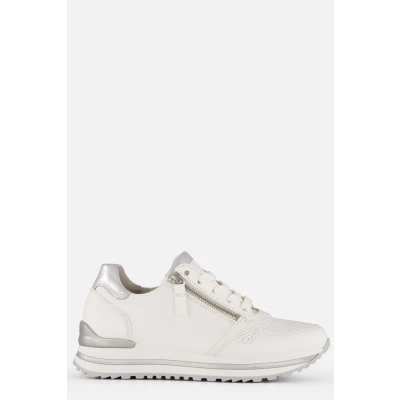 Afbeelding van Gabor Comfort Sneakers laag, Dames, Maat: 44, Weiss/silber(perf) Leer