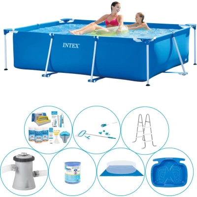 Afbeelding van Intex Frame Pool Rechthoekig 220x150x60 cm 8 delig Alles in 1 Zwembad Pakket
