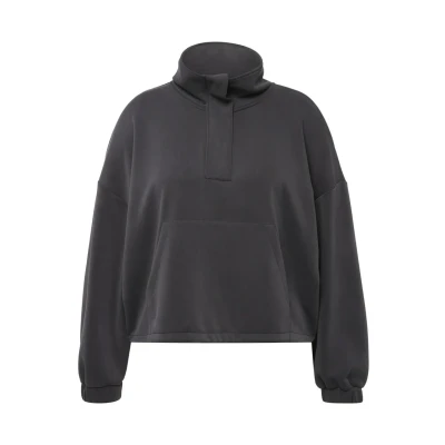 Afbeelding van Ulla Popken À COL Montant ET Manches Longues Sweater, Dames, Maat: 50/52, Gris asphalte