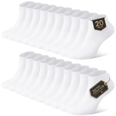 Afbeelding van YouShow Sneakersokken heren dames 10 paar korte halve sokken kwarter katoen unisex, 20 x wit, 35 38 EU