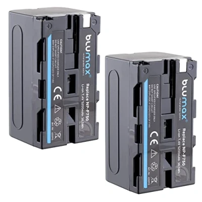 Afbeelding van 2X Blumax batterij compatibel met Sony NP F750 / F550 F970 F960 F570 5200mAh (Blackmagic F570) ook voor diverse Flash Video Lights
