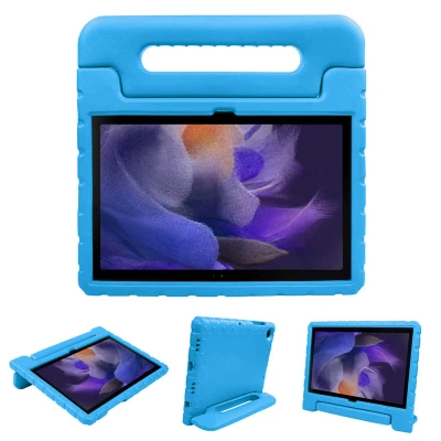 Afbeelding van Samsung Galaxy Tab A8 Hoes: iMoshion Kidsproof Backcover met handvat Shockproof/Valbescherming Softcase,Backcover Blauw Siliconen En TPU (