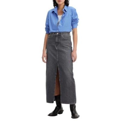 Afbeelding van Levi&#039;s Ankle Column Skirt Jeansrok, Dames, Maat: 32, Adventure seeker