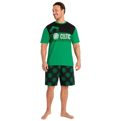Afbeelding van Celtic F.C. Korte pyjama voor heren, ademende loungewear Keltische geschenken, Groen/Zwart, XL