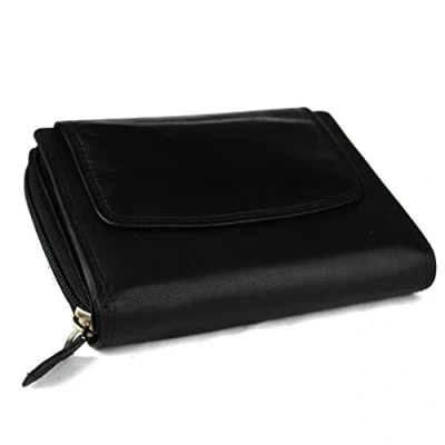 Afbeelding van Massi Miliano Portemonnee Dames Nappa leer Zwart (RS 212 6) 13X2,5X10cm