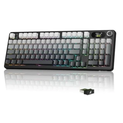 Afbeelding van MAMBASNAKE x ATTACKSHARK X98 Draadloos Mechanisch Toetsenbord, LED Scherm &amp; Knop, Tri Mode BT/2.4G/Usb C Pakking RGB Gaming Voorgesmeerde Lineaire Schakelaars Gradient Black