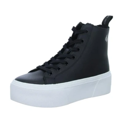 Afbeelding van Calvin Klein Dames Cupsole Flatform Mid Wl LTH Wn Yw0yw01180 Sneaker, Zwart Helder Wit, 39 EU