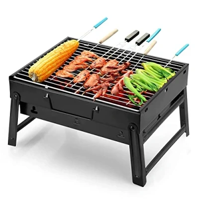 Afbeelding van Barbecue Grill Draagbare Opvouwbare BBQ Houtskool Roker voor Outdoor Koken Camping Wandelen Picnics Backpacking