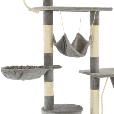 Afbeelding van vidaXL Kattenpaal met sisal krabpalen 230 250 cm pootafdrukken grijs