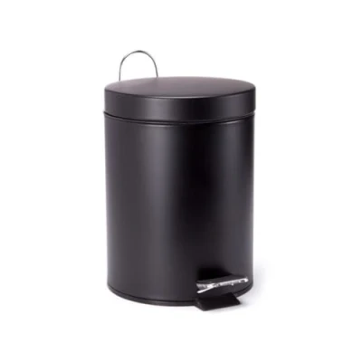 Afbeelding van MSV Prullenbak/pedaalemmer metaal zwart 5 liter 20 x 28 cm Badkamer/toilet Pedaalemmers